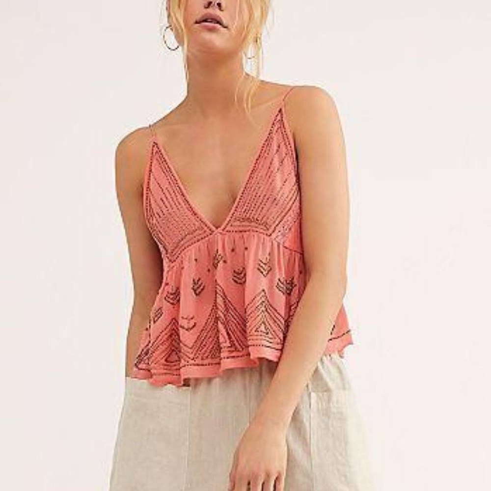 Free people beaded detail flair camisole large